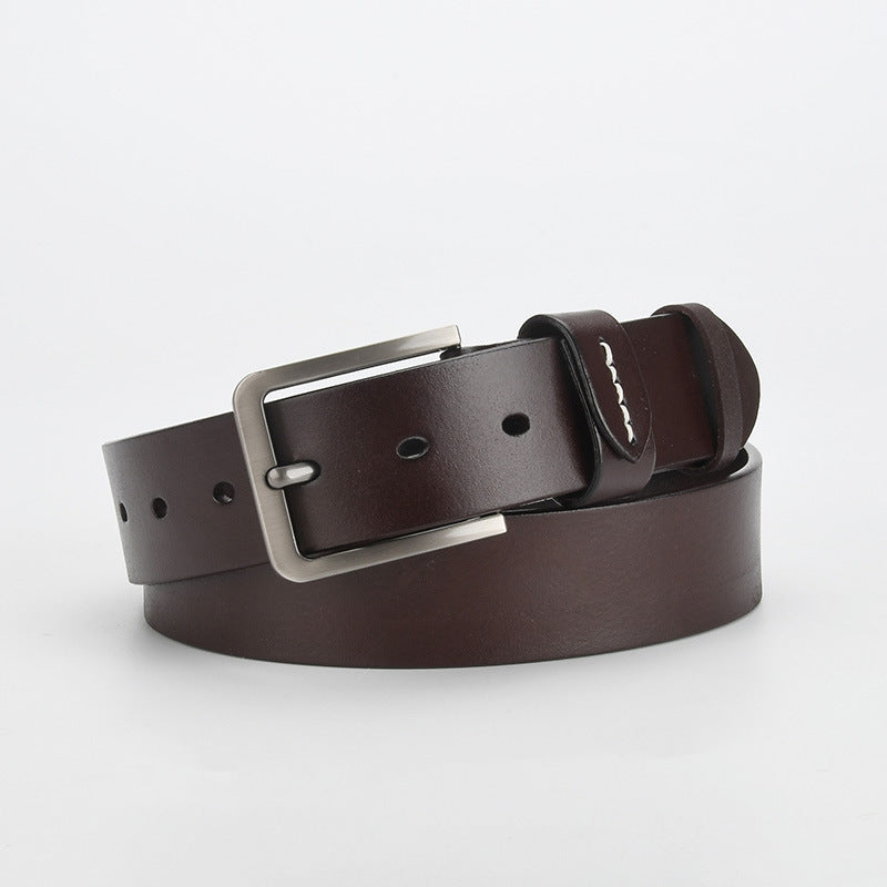 Wholesale Top-grain genuine leather men' s pin buckle casual belt